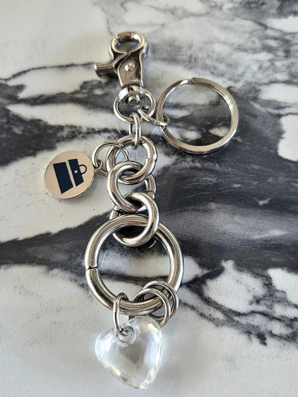 Kathy Van Zeeland Silver-Tone Heart Charm Keychain